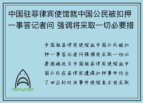 中国驻菲律宾使馆就中国公民被扣押一事答记者问 强调将采取一切必要措施